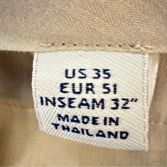 Cutter & Buck tan khaki pleated cuffed golf slacks pants size 35x26
 b22 - Picture 3 of 6